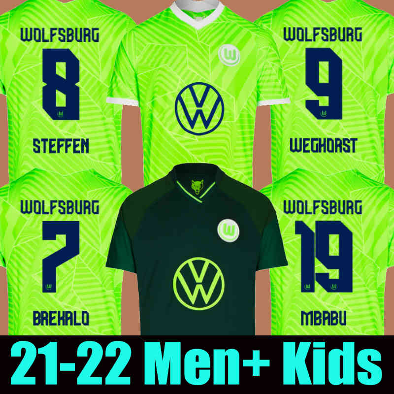 22 21 VLL Wolfsburg Soccer Jersey Wehorst Arnold Mbabu Steffen 2021 2022 Brekalo Home Shirt de football Mehmedi Guilavogui Xaver Jerseys