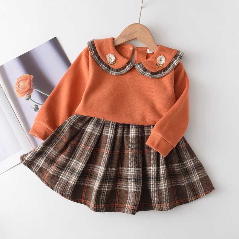 2-piece Baby / Toddler Embroidery Plaid Ruffled Top and Skirt Set for Kids Girl Clothing Sets Dreese 210528