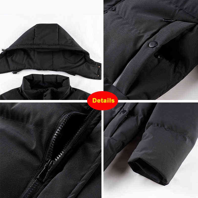 Winter Thick Warm Parka Men Hooded Windbreaker Jacket 6XL 7XL 8XL Big Size Cotton Padded Puffer Jackets Male Thermal Parkas 211214Z