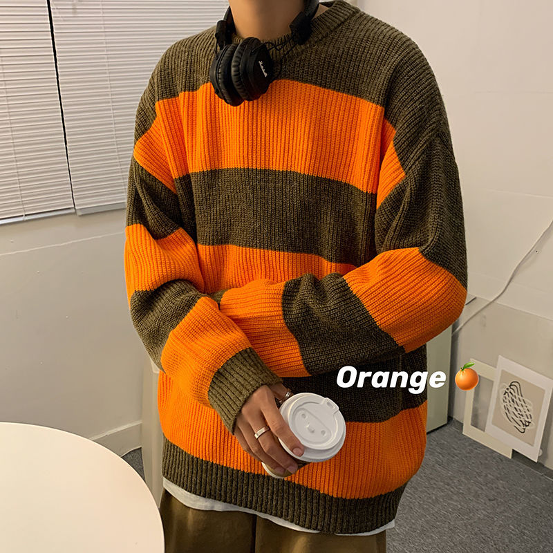 2021 New Striped Sweater Men's Warm Fashion Casual Retro Knitted Pullover Men Wild Autumn Winter Sweaters Mens Clothes M-2xl Emm7, Orange
2021 New Striped Sweater Men's Warm Fashion Casual Retro Knitted Pullover Men Wild Autumn Winter Sweaters Mens Clothes M-2xl Emm7, Orange