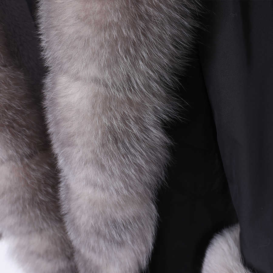 maomaokong natural real fur Collar coat Women's leather jacket winter clothe bomber jacket parkas padded coats Long 211019