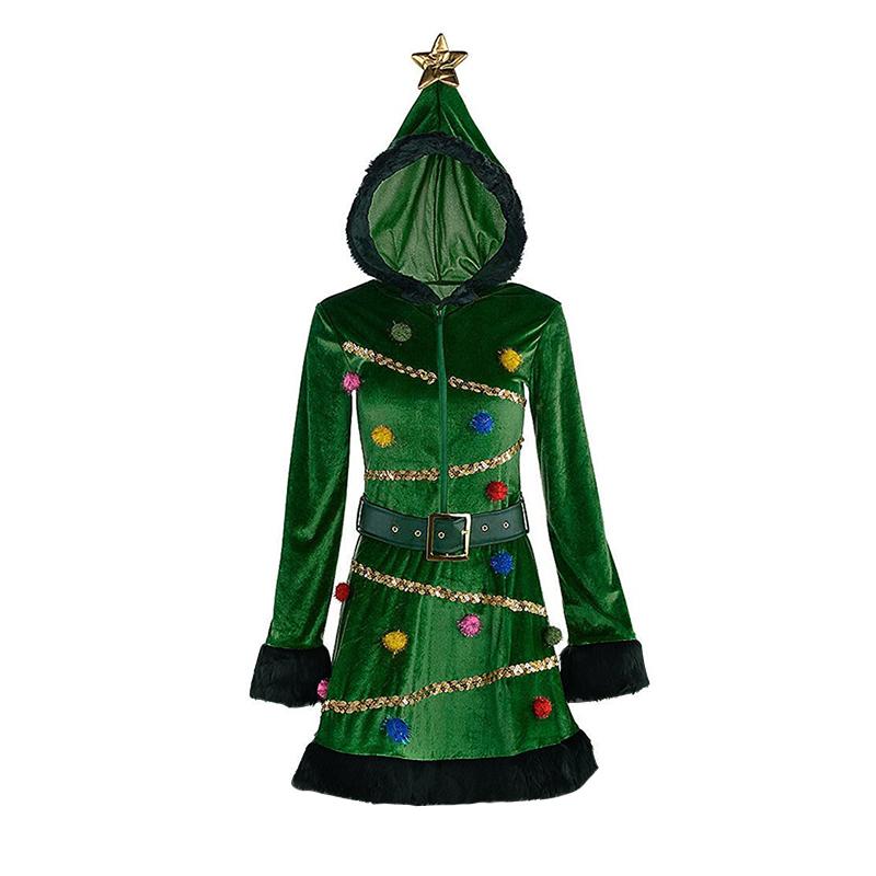 Casual Dresses Women Christmas Tree Dress, Adult Hooded Sequin Fancy Costume With Belt, Pom-pom, Green
Casual Dresses Women Christmas Tree Dress, Adult Hooded Sequin Fancy Costume With Belt, Pom-pom, Green