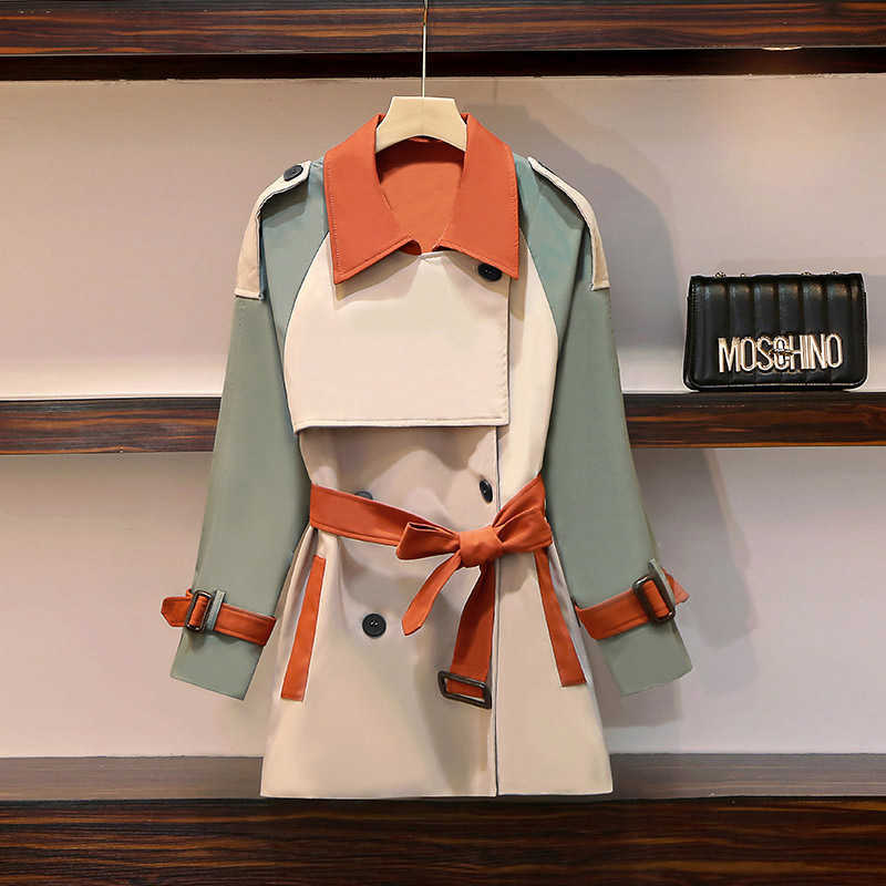 Women Trench Coat Fashion Fall Winter Casual Thin With Over Size Vintage Long Coats Overcoats Top Double Breasted Outwear A109 210820