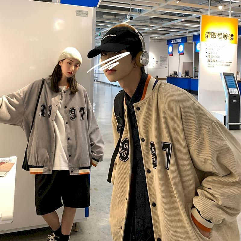 Corduroy Baseball Uniform Men And Women Trendy Loose Wild Couple Jacket Autumn Winter Trend Japanese Vintage 210526