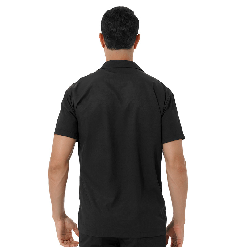 Mens Retro Short Sleeve Camp Shirt Button Down Loose Cuban Style Bowling Shirt 220627