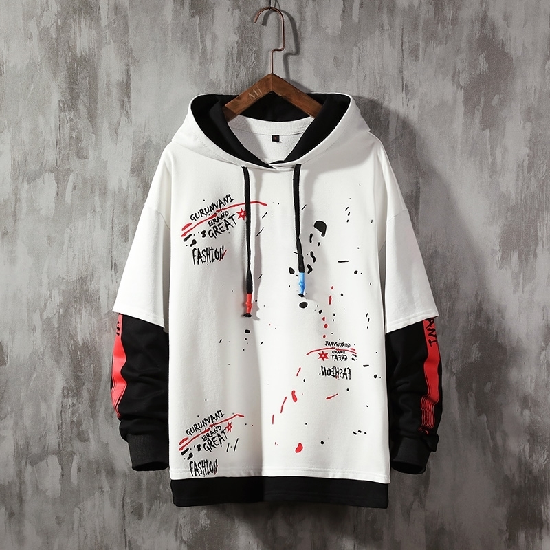 Leaf Letter Printing hoodies Fashion Men's Sweatshirts Hooded Man Hoodies High Quality Men's Sweatshirts 201020