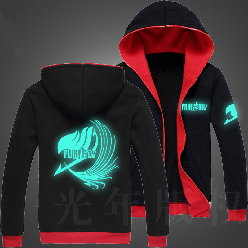 Autumn Men Fairy Tail Glow Hoodie Hooded Zipper Streetwear Hip Hop Sweatshirt Harajuku Anime Hoodies Men College Fashion Hoodies 201020