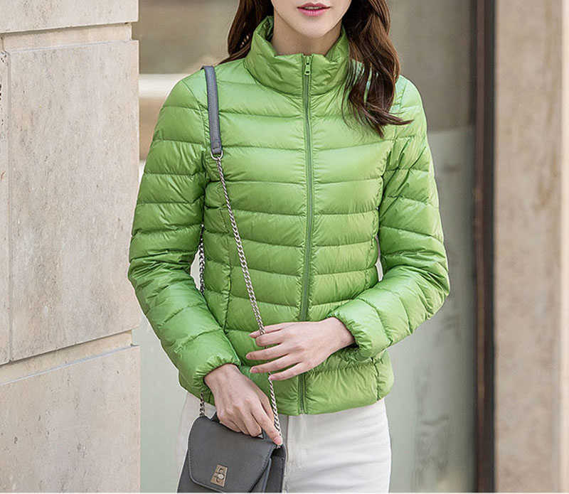Women Plus Size ultra casual light winter warm duck down jacket Zipper coats Stand Collar slim Outwear suit Parka Feminino tops 210819
