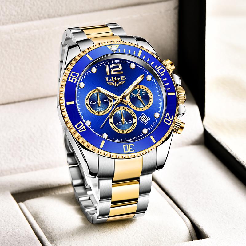 Men Watches LIGE Top Stainless Steel Waterproof Quartz Watch Men Fashion Sport Blue Chronograph Relogio Masculino, Gold grren
Men Watches LIGE Top Stainless Steel Waterproof Quartz Watch Men Fashion Sport Blue Chronograph Relogio Masculino, Gold grren