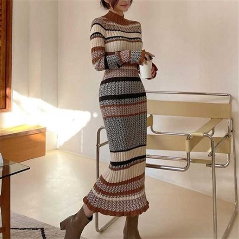 Sweater Dress Autumn Winter Gentle Wind Color Matching Striped Waist Long Knitted Fashion Women'S Clothing 211109, 3 the picture color
Sweater Dress Autumn Winter Gentle Wind Color Matching Striped Waist Long Knitted Fashion Women'S Clothing 211109, 3 the picture color