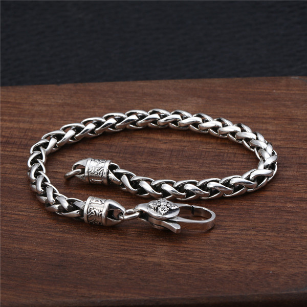 Quality 925 Sterling silver Braided foxtail link chain bracelets 5mm American European antique handmade vintage designer luxury jewelry accessories gi