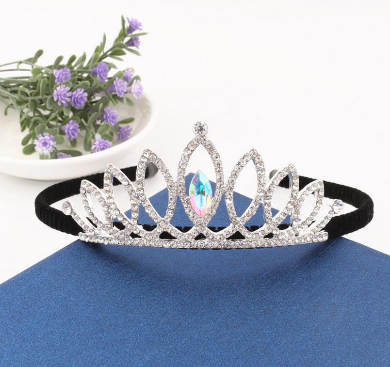 Kids Crystal Crowns Girl Rhinestone Tiaras with Hair Sticks Headband Birthday Party Christmas Halloween Props