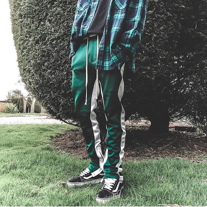 Striped Track Pants Mens HipHop Joggers Pants for male women Streetwear Colorblock Zipper Loose SweatPants slim fit Trousers 201118