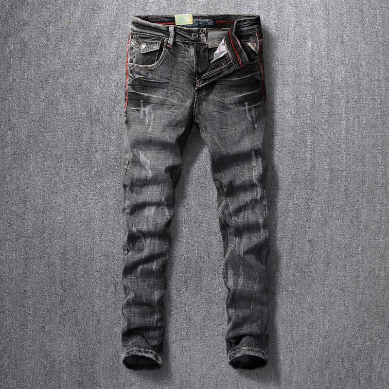 Italian Style Fashion Jeans Men High Quality Elastic Cotton Slim Fit Ripped Retro Black Gray Vintage Designer Denim Pants NR6Q
Italian Style Fashion Jeans Men High Quality Elastic Cotton Slim Fit Ripped Retro Black Gray Vintage Designer Denim Pants NR6Q