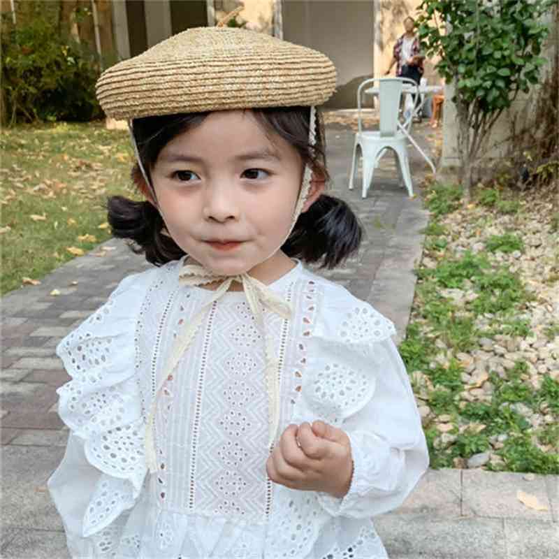 Summer korean style cute knitted lace lace-up straw hat for girls Fashion boys beach caps 210708
Summer korean style cute knitted lace lace-up straw hat for girls Fashion boys beach caps 210708