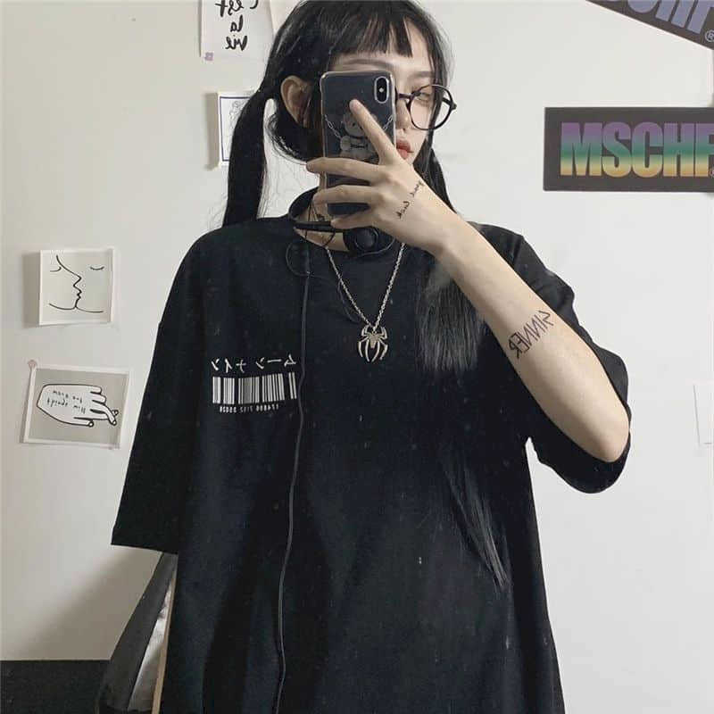 Short T Shirt Women Tshirt Butterfly Short-sleeved T-shirt Students Korean Bf Windclothes Trend Punk Goth Clothes Y2k Top 210720