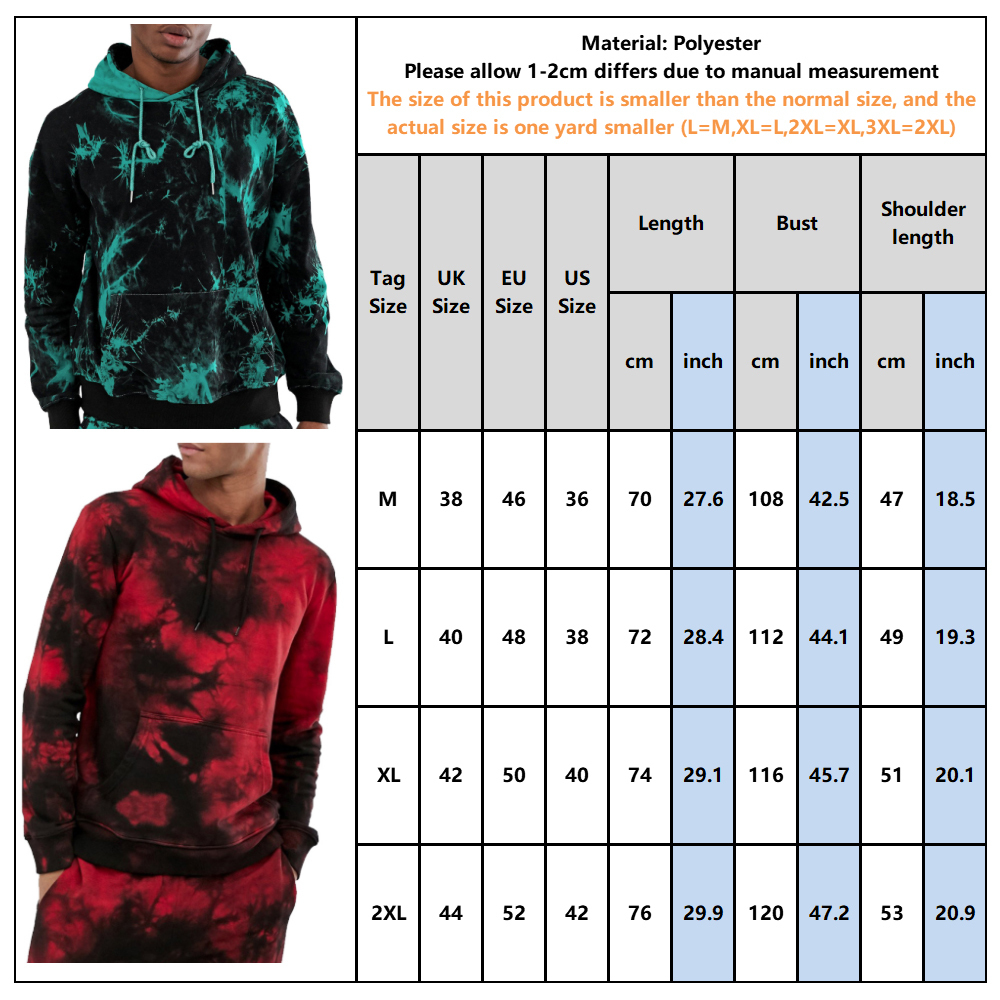 Men's Hoodies Jumper Autumn Male Casual Hoodies Sweatshirts Tie Dyed Print Hoodies Man Sweatshirt Pocket Pullover Hooded 201020