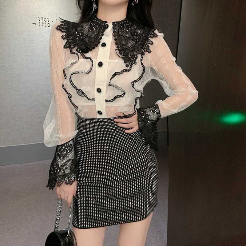 arrival Spring Two-Piece Set Women Sweet Sexy Perspective Long Sleeve Ruffles Shirt And Bodycon Mini Skirt Outfit 210526, White
arrival Spring Two-Piece Set Women Sweet Sexy Perspective Long Sleeve Ruffles Shirt And Bodycon Mini Skirt Outfit 210526, White