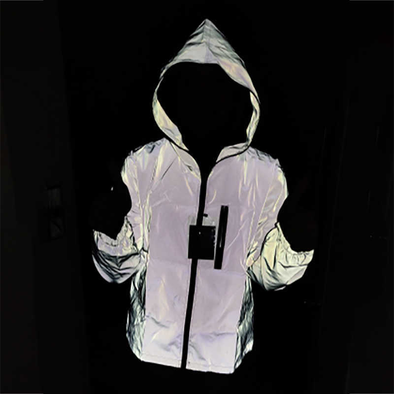 Reflective Jacket Men Boys Light Hoodies Women Jackets Hip Hop Waterproof Windbreaker Hooded Streetwear Couple Man Oversize Coat 210528