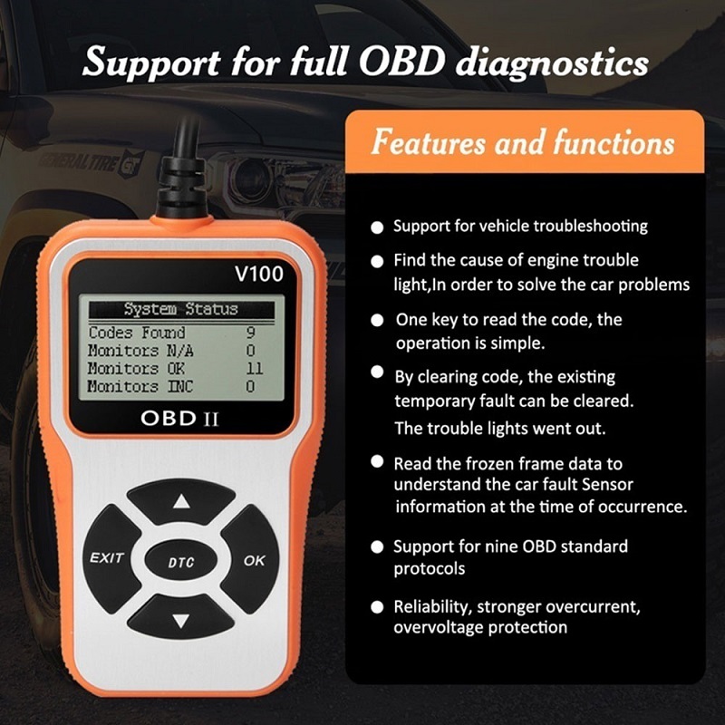 OBD2 Auto Scanner Handheld Multi-functional Durable Portable 6 Language Backlit Car Diagnostic Tool Code Reader