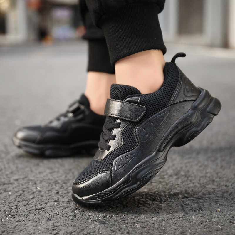 Kids Running Shoes Boys Rubber Sole Boys Walking Shoe Children Comfortable School Boy Sneakers Black Leather Sport Kid Shoes Y0809