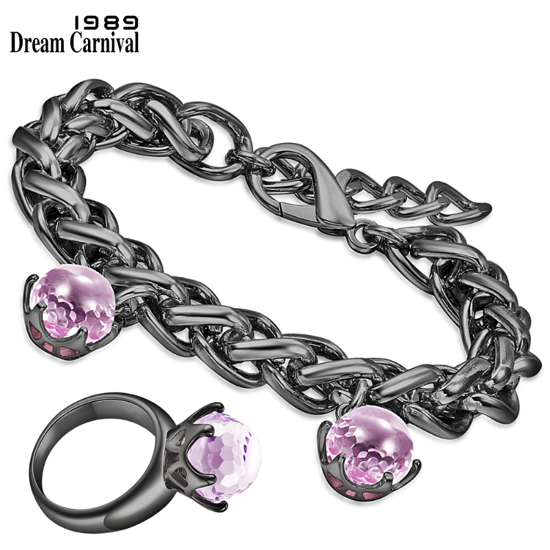 Earrings & Necklace DreamCarnival1989 Black Pink Jewelry Set For Women Thick Weaving Charm Bracelet N Solitaire Ring Valentine Love Gift BR1, As pic
Earrings & Necklace DreamCarnival1989 Black Pink Jewelry Set For Women Thick Weaving Charm Bracelet N Solitaire Ring Valentine Love Gift BR1, As pic