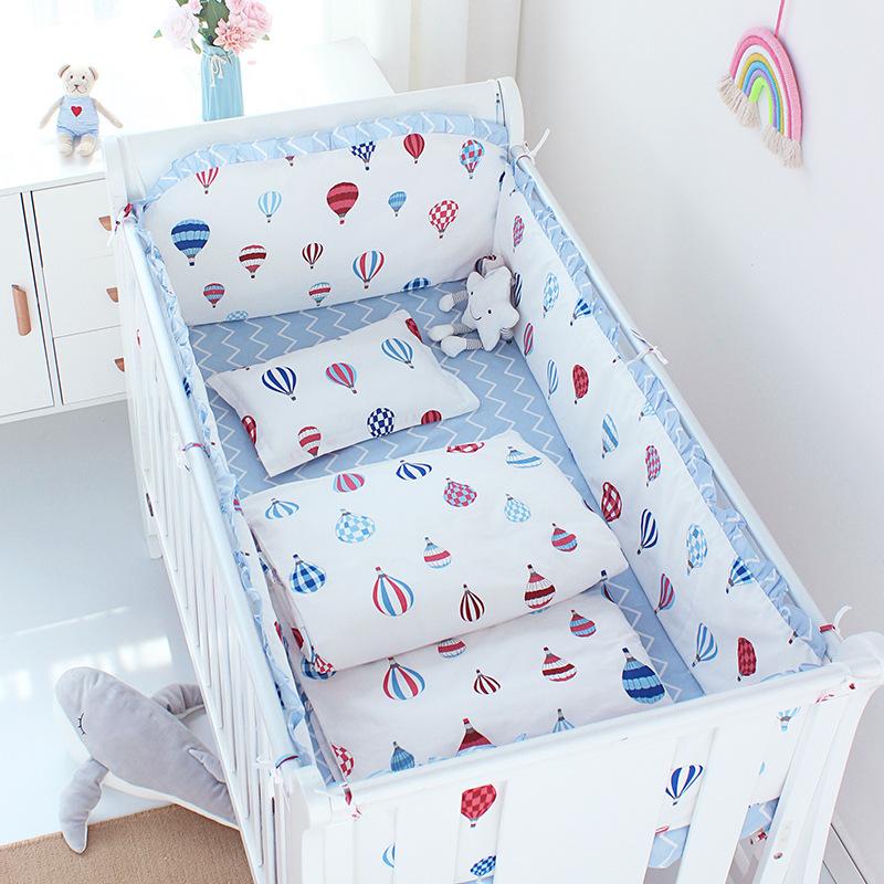 Bedding Sets 5Pcs Set Nordic Ins Baby Crib Bumper Cotton Cute Cartoon Print Bed Sheets Kids Room Children Decorative Cushion quality 240925