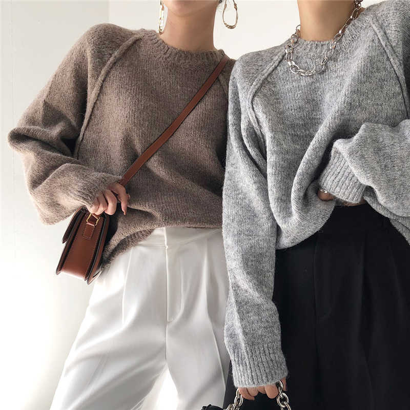 Colorfaith Spring Winter Women Sweater Knitted Oversize Wild Fashionable Warm Vintage Femininas Pullovers Tops SW921 210918