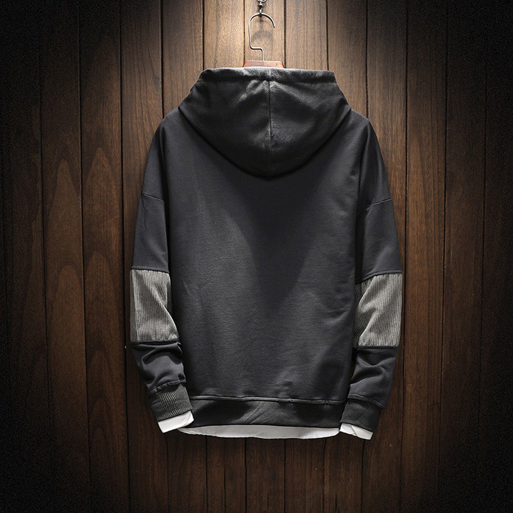 Men's Casual Fashion Streetwear Tops Autumn harajuku Patchwork Pullover Sport Style Hoodie Loose Outwear Tops Blouse 1535 201020