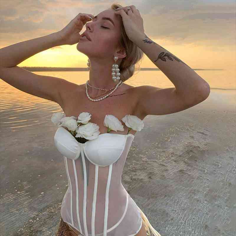 Mesh Patchwork Strapless Slim Corset Top Bandage Wrap Chest Bustier Women Sexy Party Club Missnight, White
Mesh Patchwork Strapless Slim Corset Top Bandage Wrap Chest Bustier Women Sexy Party Club Missnight, White