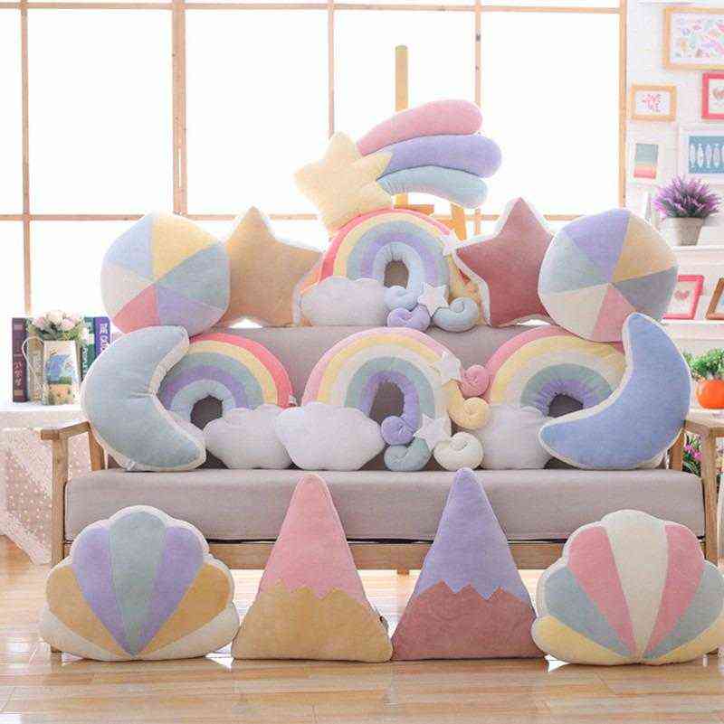 Nordic lovely cartoon girl heart rainbow pillow sofa cushion crib children's room decoration sofa cushion decoration 211110