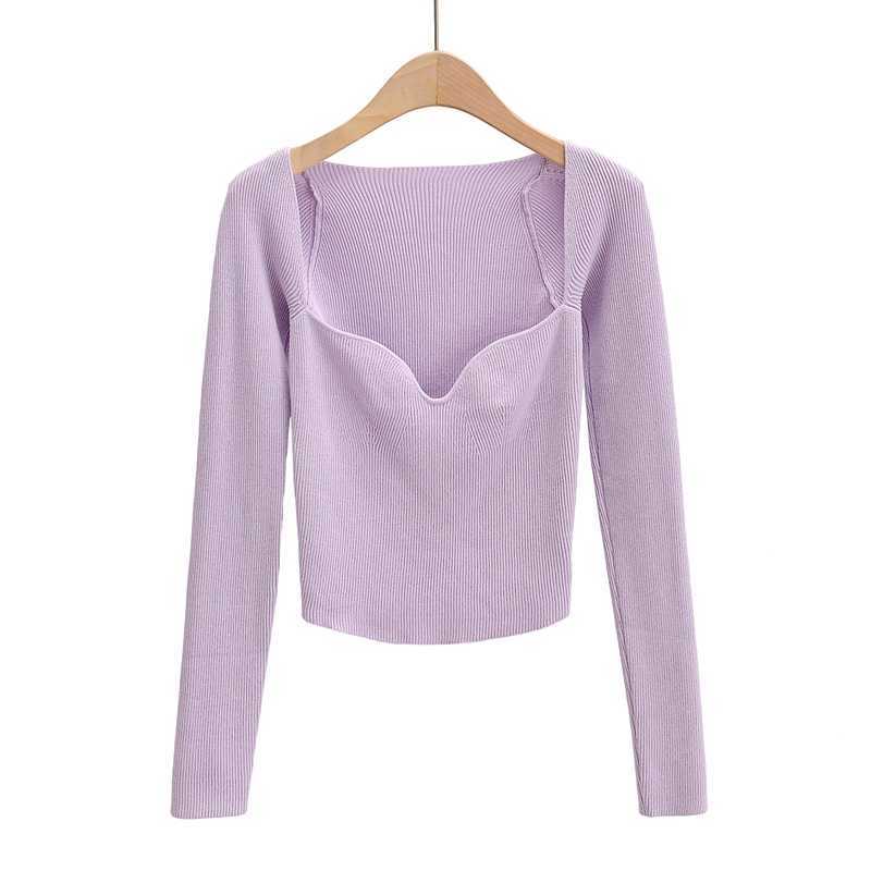 autumn women solid thin sweater long sleeve elegant office lady knitted jumper tops 4P2 210918