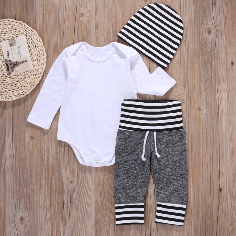 3Pcs Newborn Infant Baby Boy Clothes Cotton Romper Shirt Pants Hat Pajamas Outfit Set Classic Stripe Clothes, Default color
3Pcs Newborn Infant Baby Boy Clothes Cotton Romper Shirt Pants Hat Pajamas Outfit Set Classic Stripe Clothes, Default color