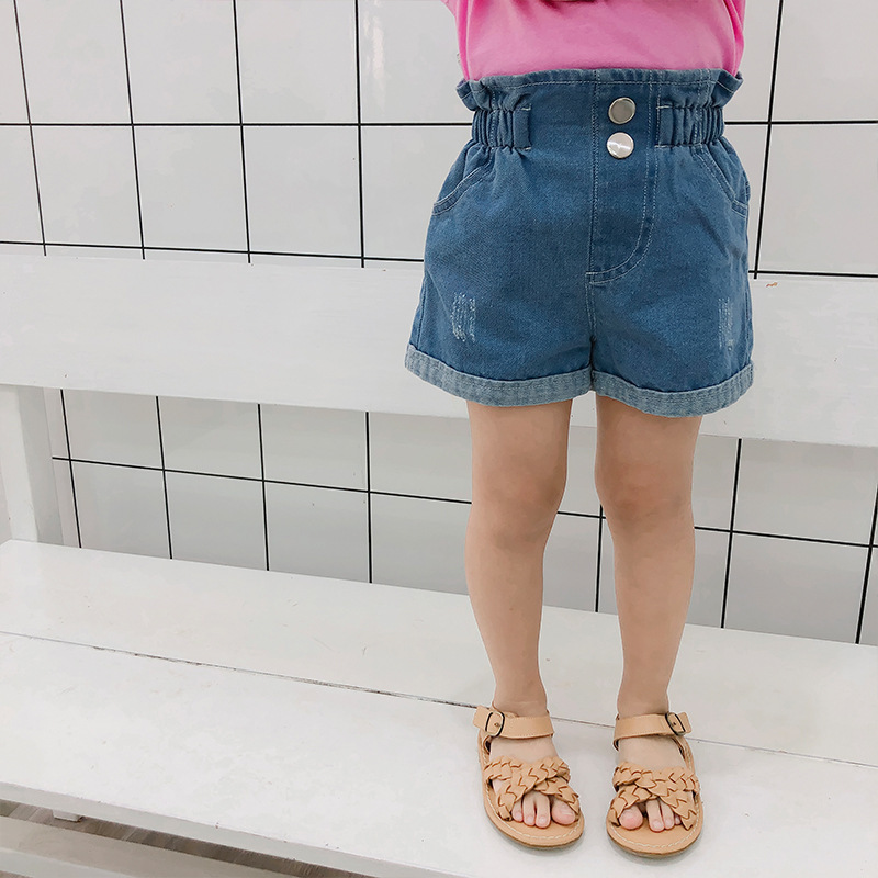Summer Arrival korean style cotton pure color high waist all-match fashion short pants for cute sweet baby girls 210303