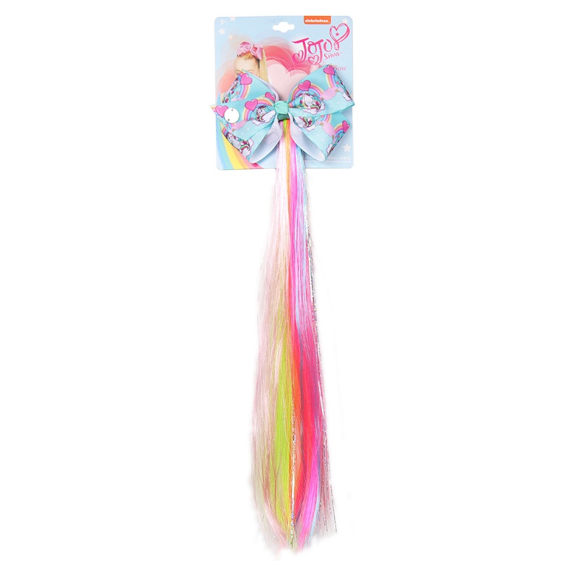 Jojo Siwa Pigtail Hair Clip for Girls Unicorn Cartoon Print Hair Bows with Colorful Wig Hairgrip Accessories by boom2016