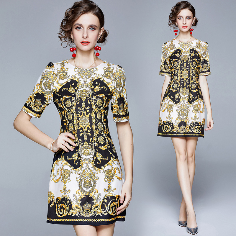 Dropshipping New Arrival Summer Runway Vintage Floral Baroque Print Round Crew Round Neck Short Sleeve Women Ladies Casual Party Beach A-Line Stylish Shift Dress, Wry8108 
Dropshipping New Arrival Summer Runway Vintage Floral Baroque Print Round Crew Round Neck Short Sleeve Women Ladies Casual Party Beach A-Line Stylish Shift Dress, Wry8108