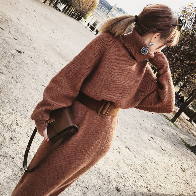 Women Winter Female Sweater Dress Female Pullover Turtleneck Long Sleeve Warm Slim Sweater Knitted Dress With Belt, Black;gray
Women Winter Female Sweater Dress Female Pullover Turtleneck Long Sleeve Warm Slim Sweater Knitted Dress With Belt, Black;gray