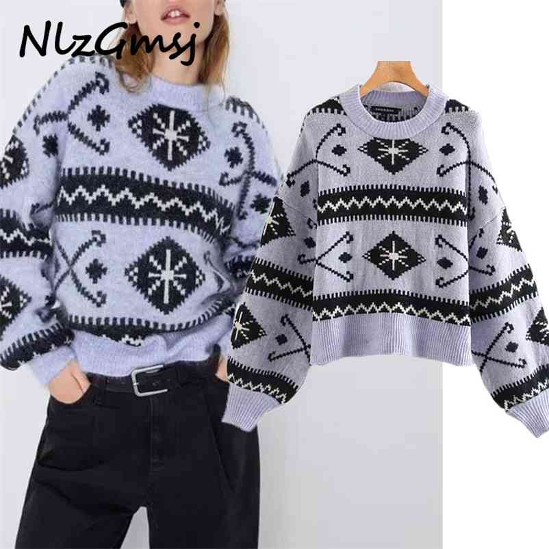 Sweater Women Fashion Spring Autumn Jacquard O-neck Loose Lantern Long Sleeve For Casual 210628, As picture
Sweater Women Fashion Spring Autumn Jacquard O-neck Loose Lantern Long Sleeve For Casual 210628, As picture