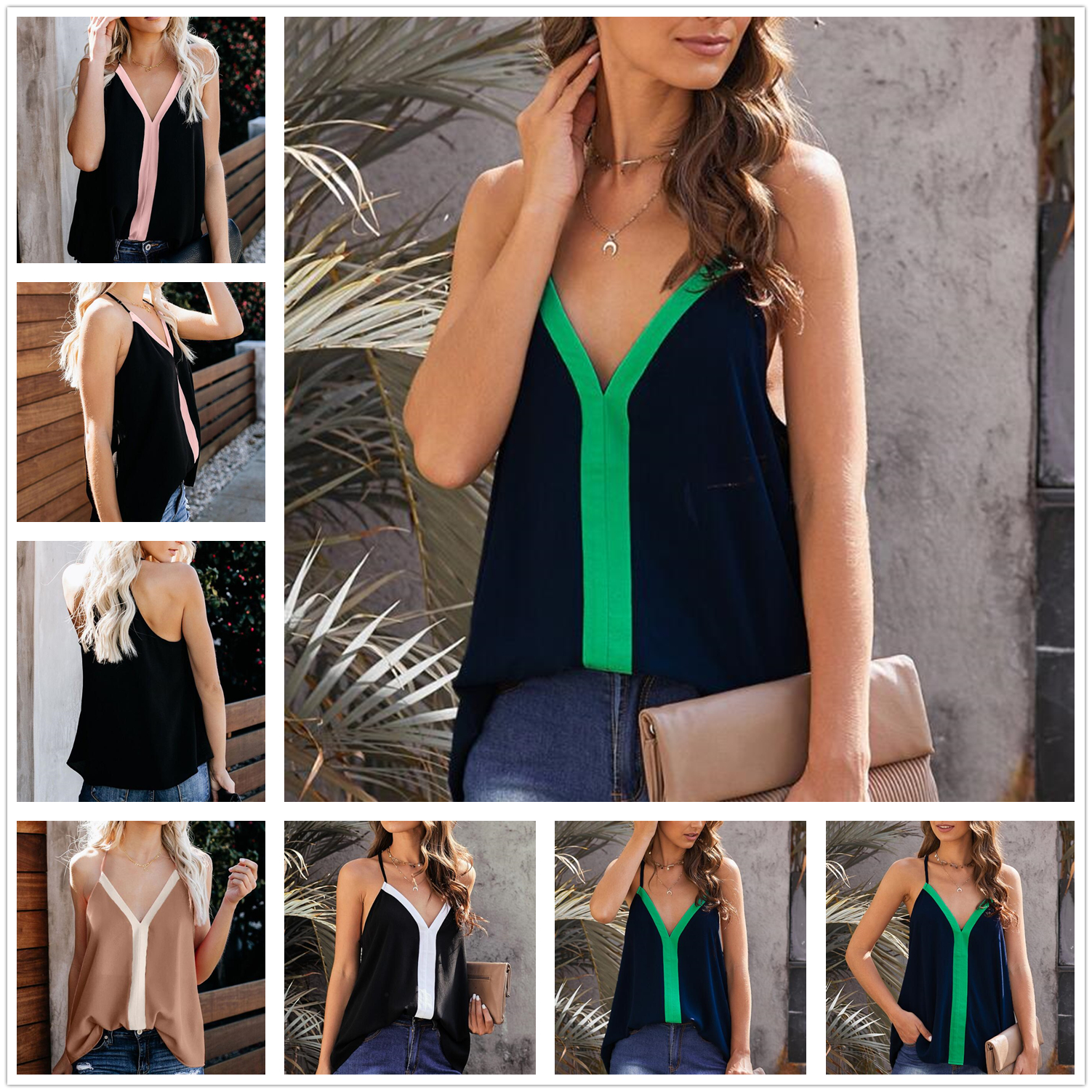 Summer European and American I Vest Women shirt 2021 Contrast Color V-neck Sleeveless Tee Top 25196300, As pics
Summer European and American I Vest Women shirt 2021 Contrast Color V-neck Sleeveless Tee Top 25196300, As pics