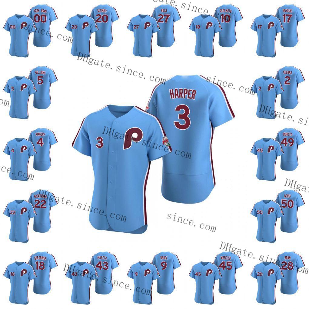 Philadelphia Men #3 Bryce Harper 27 Aaron Nola 28 Alec Bohm 9 Jay Bruce 2 Jean Segura light Blue Custom Women Youth Alternate Jersey, Blue;black
Philadelphia Men #3 Bryce Harper 27 Aaron Nola 28 Alec Bohm 9 Jay Bruce 2 Jean Segura light Blue Custom Women Youth Alternate Jersey, Blue;black