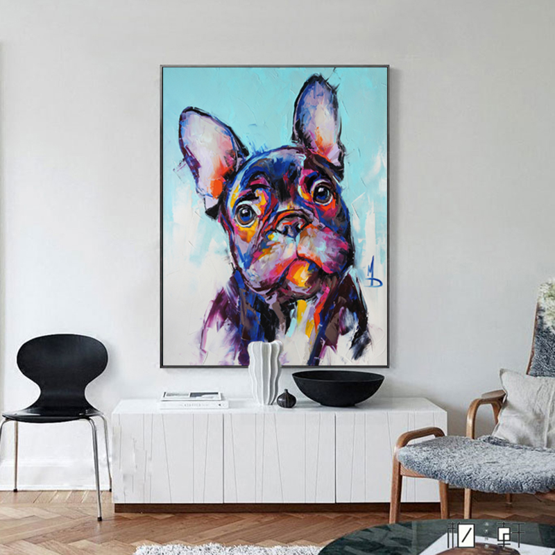 Dog Painting Printed On Canvas Cute Animal Posters And Prints Wall Pictures For Living Room Modern Home Decor No Frame