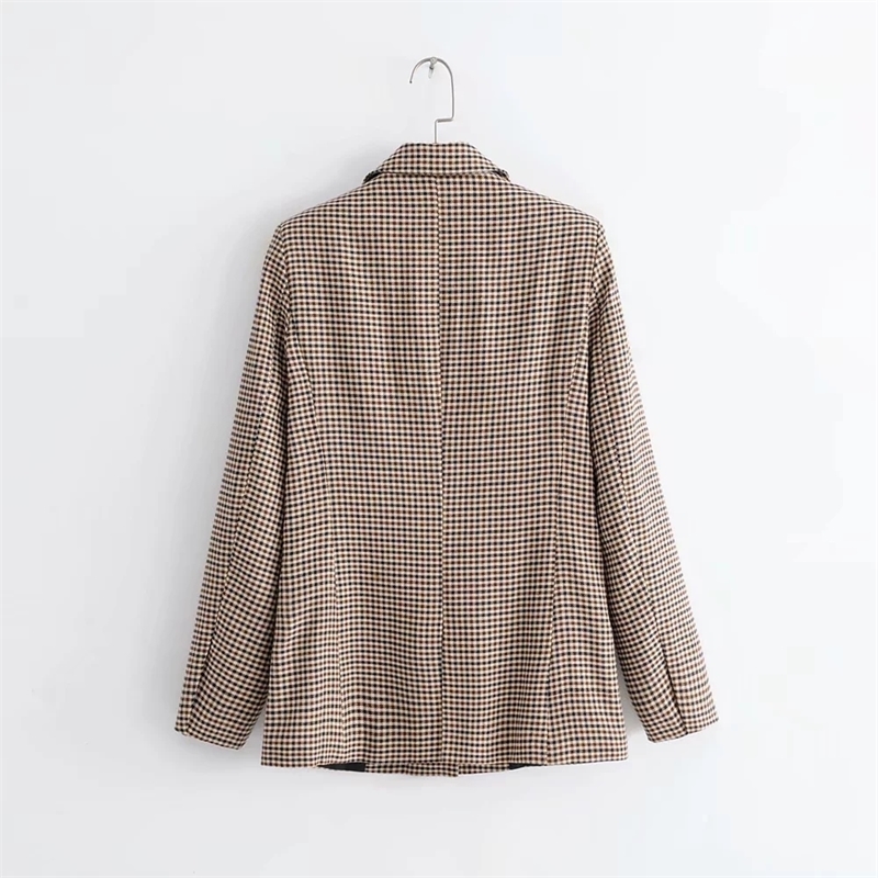 Long Sleeve Turn-down Collar Coat Women Clothing Plaid blazers Female Lady Business Jacket Suit Coat Slim Top Outerwear T200817