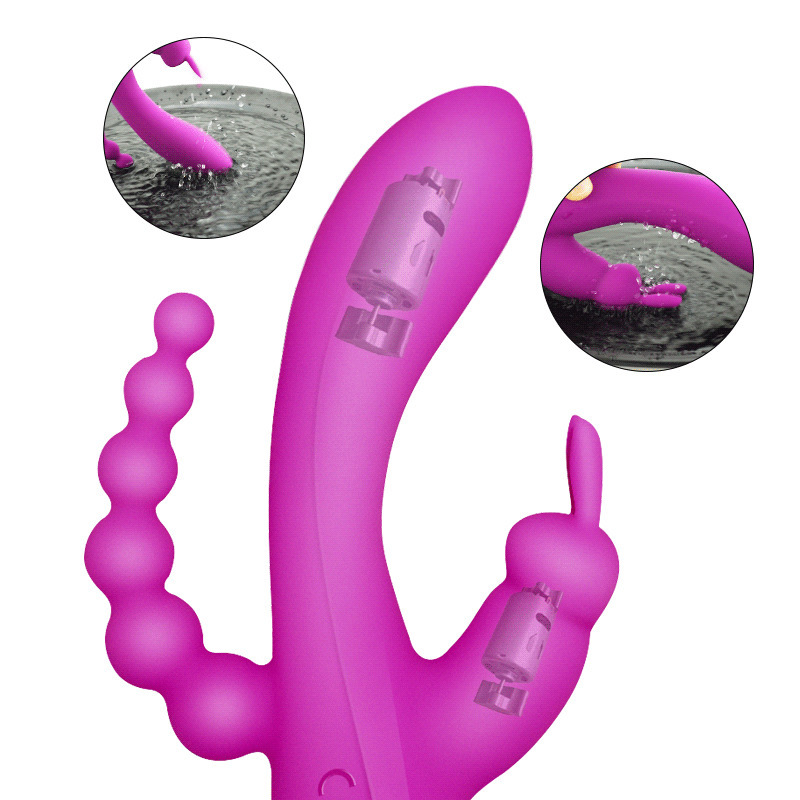 3 in 1 G-Spot Rabbit Anal Dildo Vibrator Adult Sex Toys with 10 Vibrating Modes for Women Rechargeable Clitoris Vagina Stimulato T200824