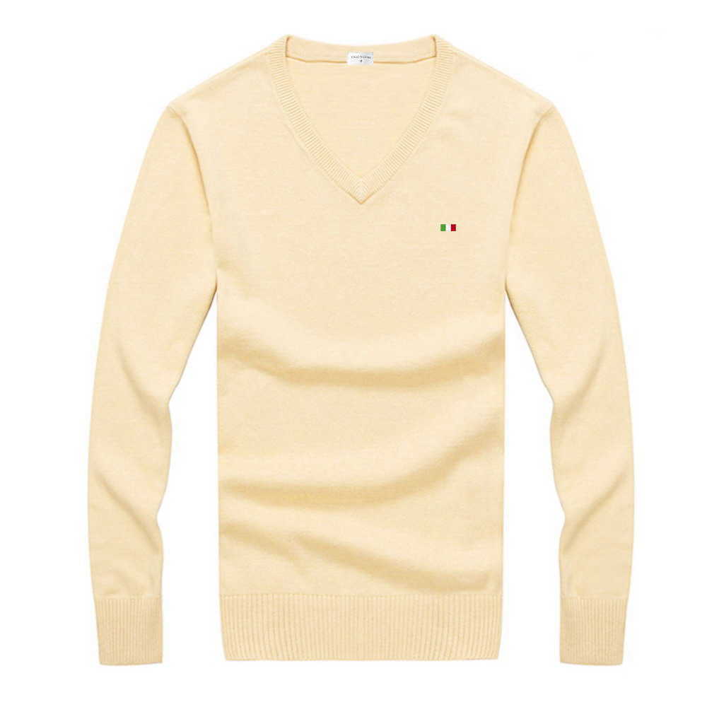 2021 New Flag Embroidery 100% Cotton Sweaters Men Solid Color Slim Fit Jumpers Knitred V Neck Autumn Casual Men Clothes Y0907