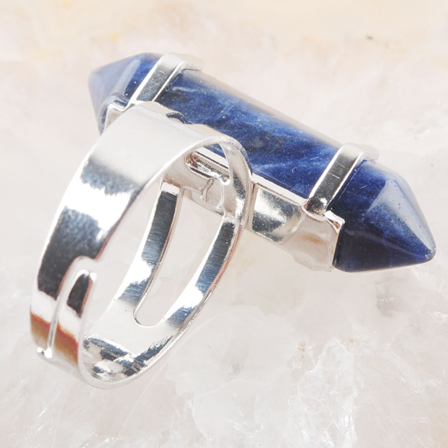 WOJIAER Hexagon Rings Natural Turquoise Lapis Lazuli Gem Stones Healing Reiki Chakra Beads Ring 20mm (0.8") Adjustable BX302