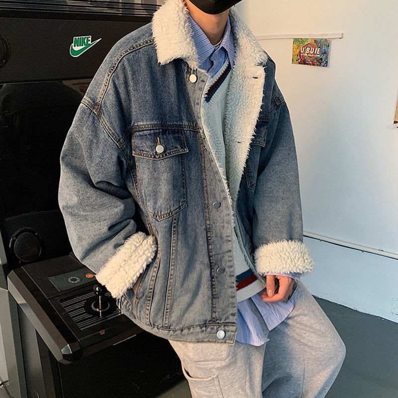 2021 New Winter Thick Denim Jacket Men's Parka Warm Fashion Lamb Fur Streetwear Wild Loose Casual Short Coat Men Clothes M-2xl Iu8b, Blue
2021 New Winter Thick Denim Jacket Men's Parka Warm Fashion Lamb Fur Streetwear Wild Loose Casual Short Coat Men Clothes M-2xl Iu8b, Blue