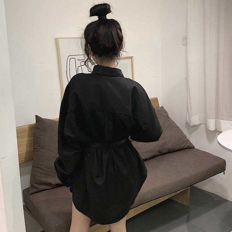 NiceMix plus size harajuku Korean style Blouses Women's Clothing long tops moda feminina spring fall shirts black blusas mujer d 210225