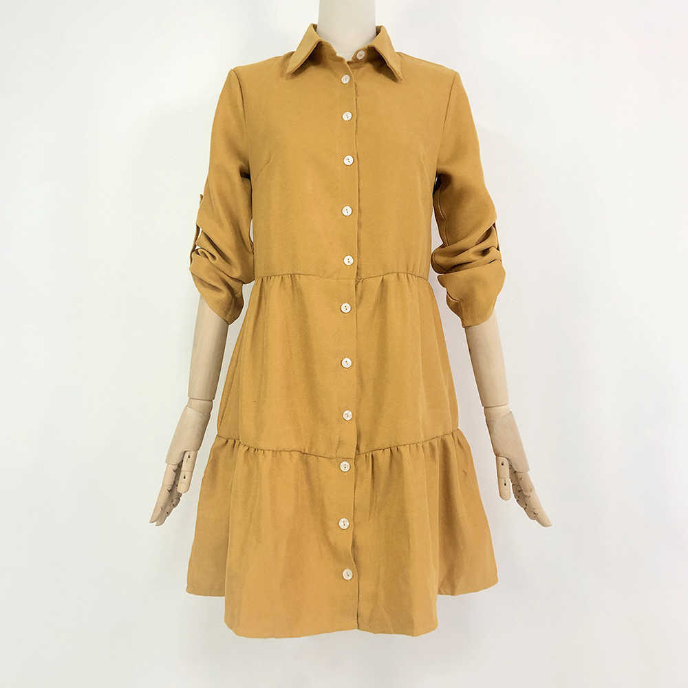 Shirt Dress Long Sleeve Women Clothing Autumn Winter Dress Button Turn-down Collar Ladies A-line Mini Party Dress Vestidos 210630