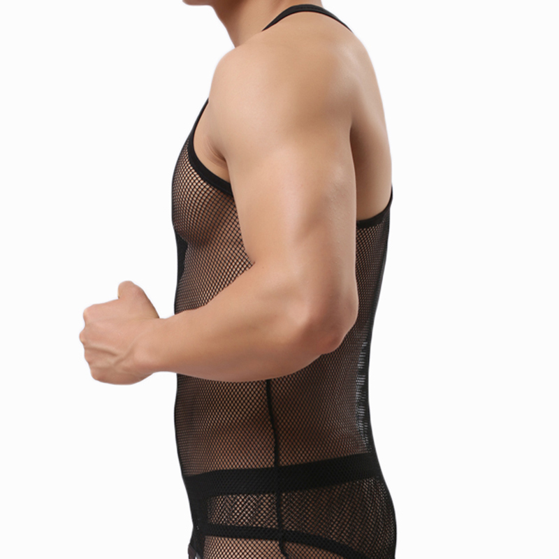 Sexy Men Singlet Transparent Undershirt See Though Sleeveless Shirt Breathable Bodybuilding Fitness Vest Tank Top Men Mesh 210308