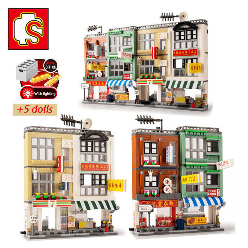 SEMBO City Street View Retro Hong Kong Food Store Figures Building Blocks Creator Expert House Lighting Bricks Architecture Toys Q0624
SEMBO City Street View Retro Hong Kong Food Store Figures Building Blocks Creator Expert House Lighting Bricks Architecture Toys Q0624